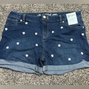 Cat & Jack Blue Denim Shorts with Floral Embroidery